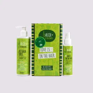 Aloe Colors Love is in the Hair Gift Set, All Hair Types Shampoo 250ml & Total Repair Hair Mist 100ml & ΔΩΡΟ Scrunchie MIA PAPA