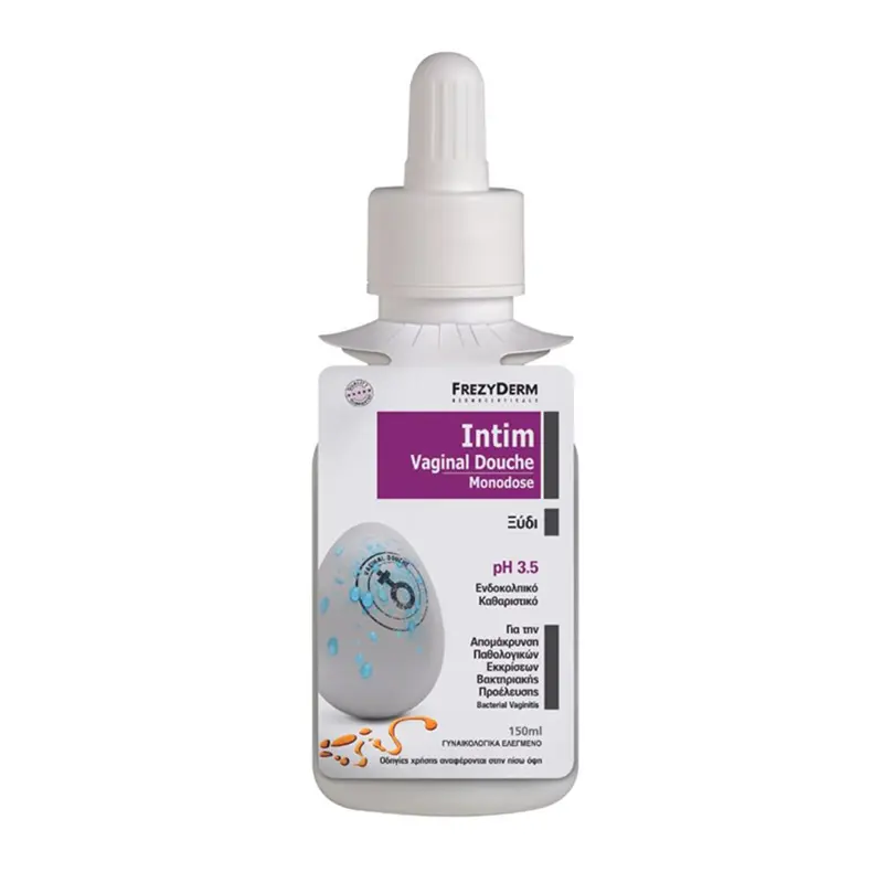 Frezyderm Intim Vaginal Douche ΞΥΔΙ pH3.5, Ενδοκολπικό καθαριστικό για την απομάκρυνση παθολογικών εκκρίσεων βακτηριακής προέλευσης, 150ml
