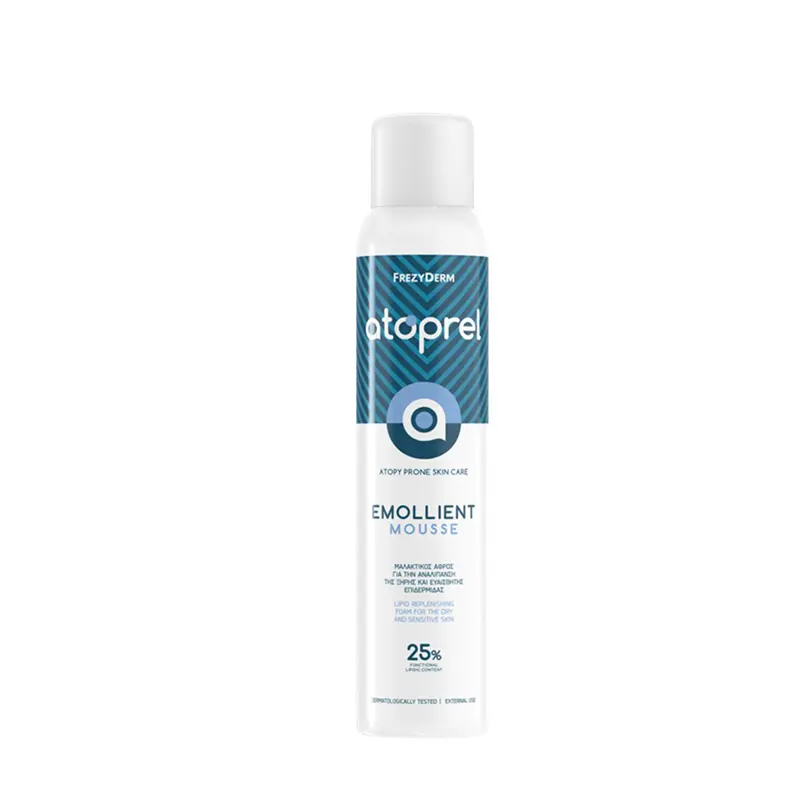 Frezyderm Atoprel Emollient Mousse, Μαλακτικός αφρός για την περιποίηση της ξηρής, ευαίσθητής ατοπικής επιδερμίδας, 200ml