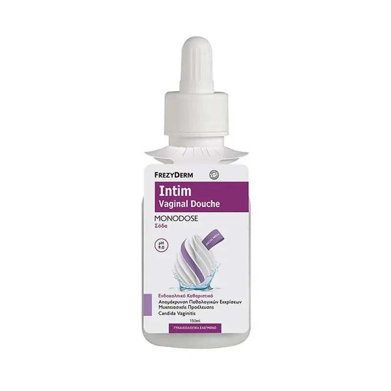 Frezyderm Intim Vaginal Douche ΣΟΔΑ pH9, Ενδοκολπικό καθαριστικό για την απομάκρυνση παθολογικών εκκρίσεων μυκητιασικής προέλευσης, 150ml