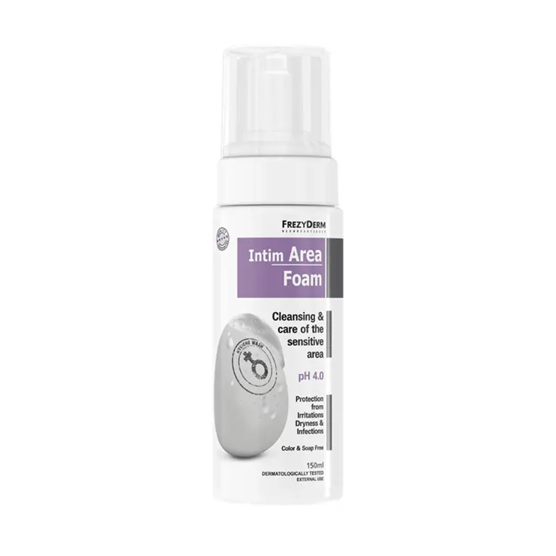 Frezyderm Intim Area Foam, Απαλός αφρός για τον καθαρισμό της ευαίσθητης περιοχής κατά την αναπαραγωγική ηλικία, 150ml