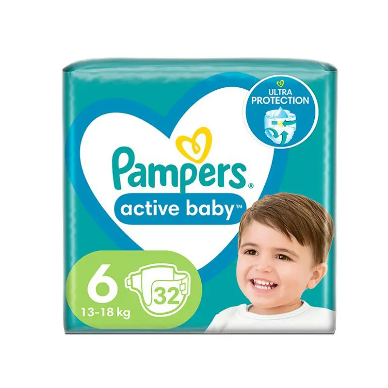 Pampers Active Baby No6, (13-18 kg) ,32 τεμάχια