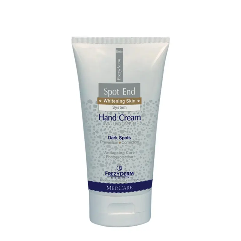 Frezyderm Spot End Hand Cream spf15, Λευκαντική κρέμα χεριών για πρόληψη και διόρθωση δυσχρωμιών, 50ml