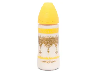 Suavinex Haute Couture Μπιμπερό Πλαστικό, θηλή Σιλικόνης, 360ml, Κίτρινο