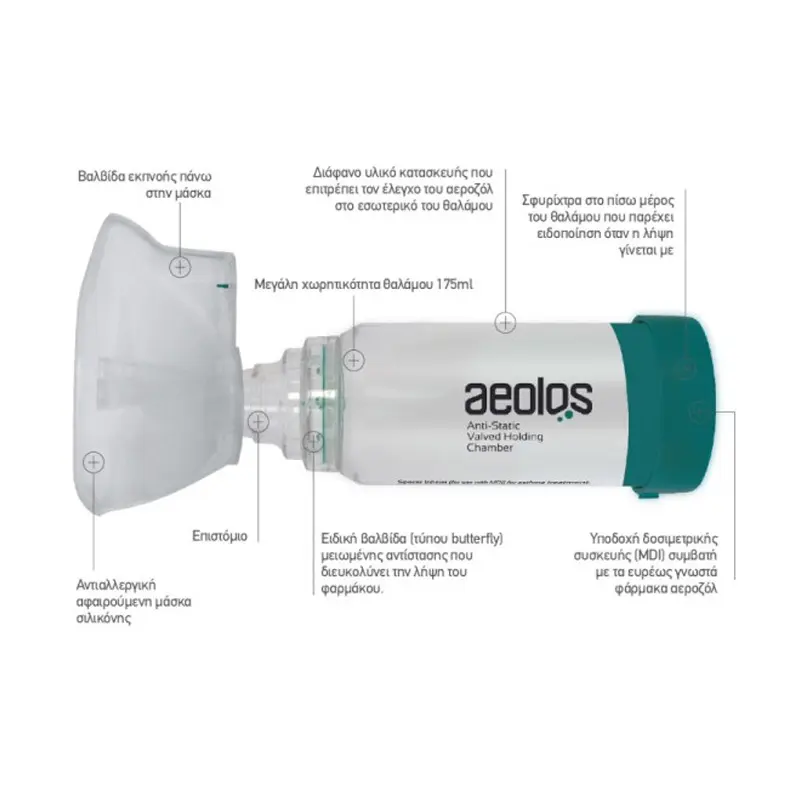 Aeolos Αεροθάλαμος Εισπνοών Ενηλίκων, 6+ ετών