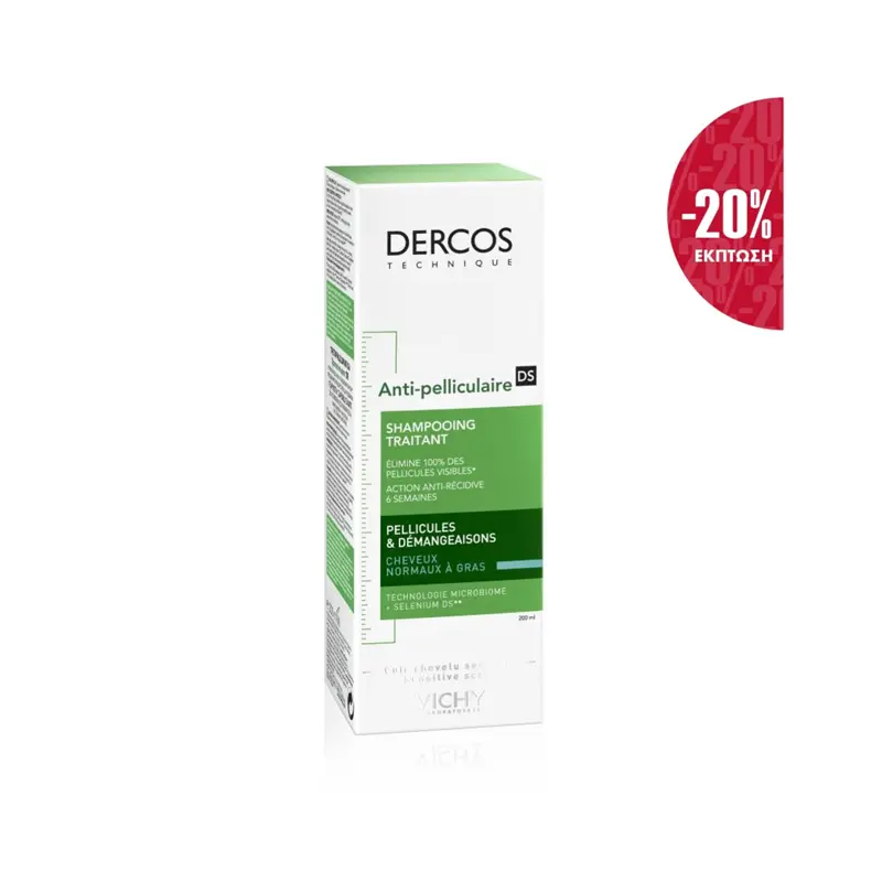 Vichy Dercos Anti-Dandruff DS, Σαμπουάν κατά της Πιτυρίδας, της Ξηροδερμίας και του Κνησμού για Κανονικά-Λιπαρά μαλλιά, 400ml