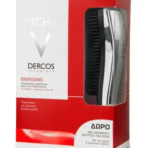 Vichy Πακέτο με Dercos Energising Δυναμωτικό Σαμπουάν κατά της Τριχόπτωσης , 2x200ml & ΔΩΡΟ μια μοναδική Βούρτσα Μαλλιών