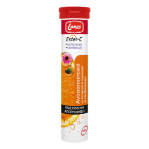 Lanes Estrer-C 500mg + Echinacea + Sambucus, γεύση Rasberry, 20 αναβράζοντα δισκία