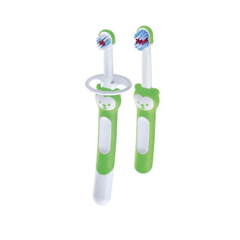 MAM Learn to Brush Set, Εκπαιδευτική & Βρεφική οδοντόβουρτσα με λαβή αρκουδάκι για 5+ μηνών, Πράσινο