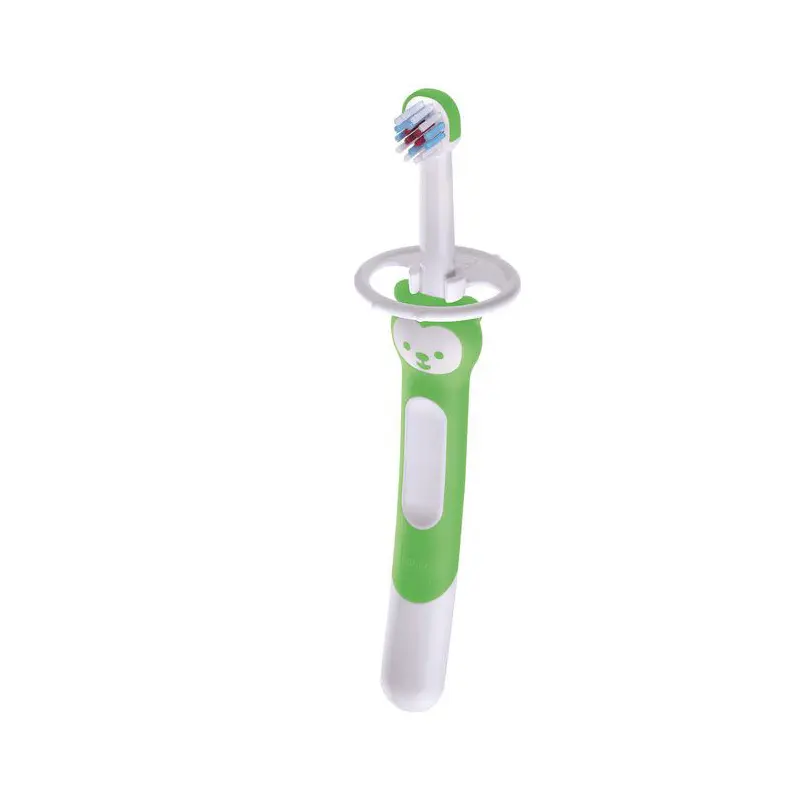 MAM Training Brush, Εκπαιδευτική οδοντόβουρτσα με ασπίδα προστασίας και λαβή αρκουδάκι για 5+ μηνών