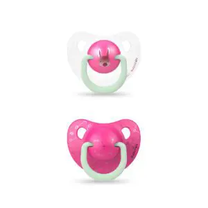 Suavinex Πιπίλα θηλή Σιλικόνης Anatomical, 6-18 μηνών, Night Rabbit Pink, 2 τεμάχια