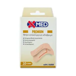 X-Med Premium, Strips Αδιάβροχα Εξαιρετικής Σταθερότητας, Στενά-Φαρδιά, 20 τεμάχια
