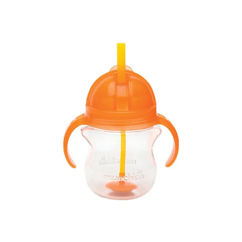 Munchkin Tip n Sip Cup, Μπουκάλι με Καλαμάκι, Orange, 207ml