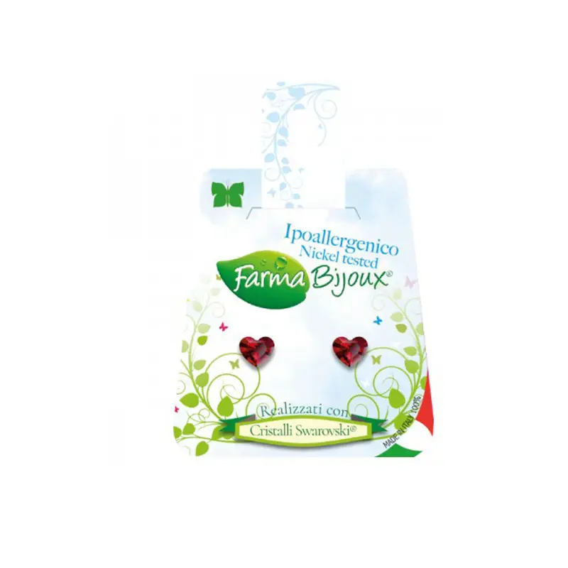 Farma Bijoux Υποαλλεργικά Σκουλαρίκια Κρυστάλλινες Καρδιές Κόκκινες 6mm (BE33C13)