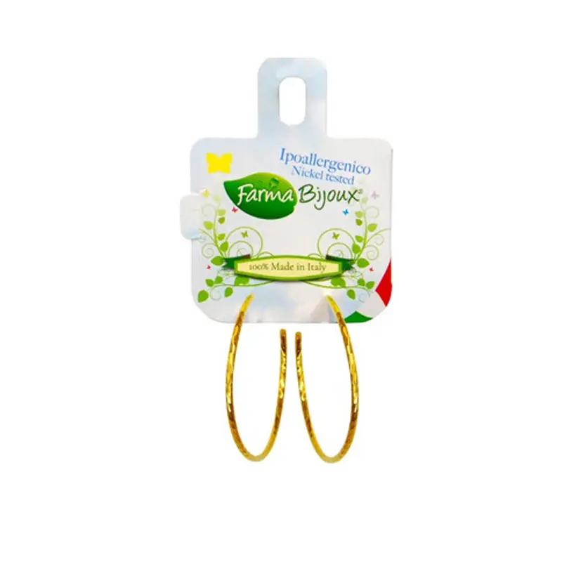 Farma Bijoux Υποαλλεργικά Σκουλαρίκια Κρίκοι Σφυρίλατοι Χρυσοί 40mm (BECG503-40M)