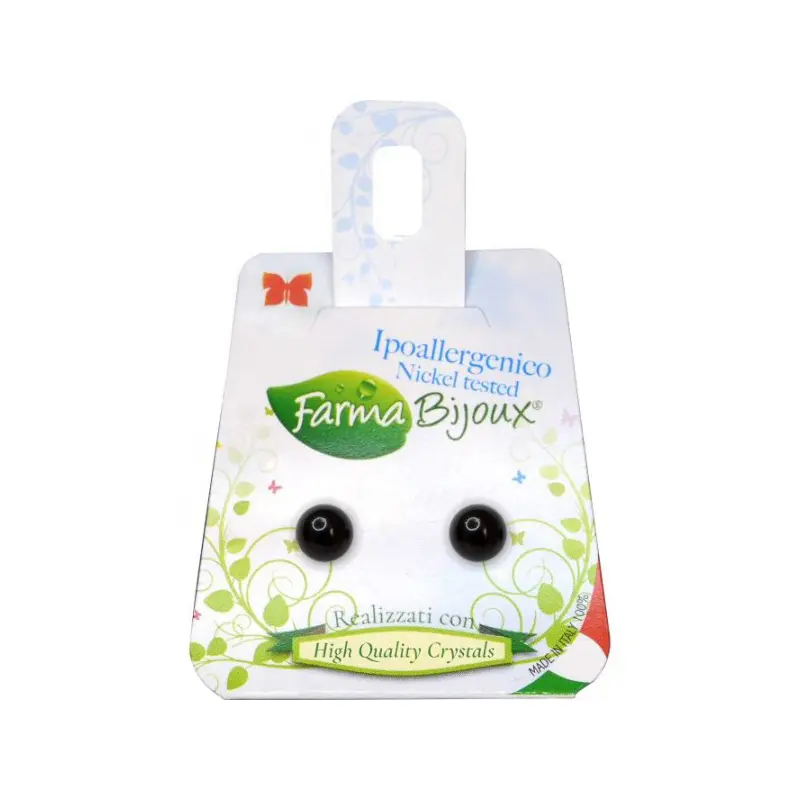 Farma Bijoux Υποαλλεργικά Σκουλαρίκια Πέρλες Μαύρες 6mm (BEP6C95)
