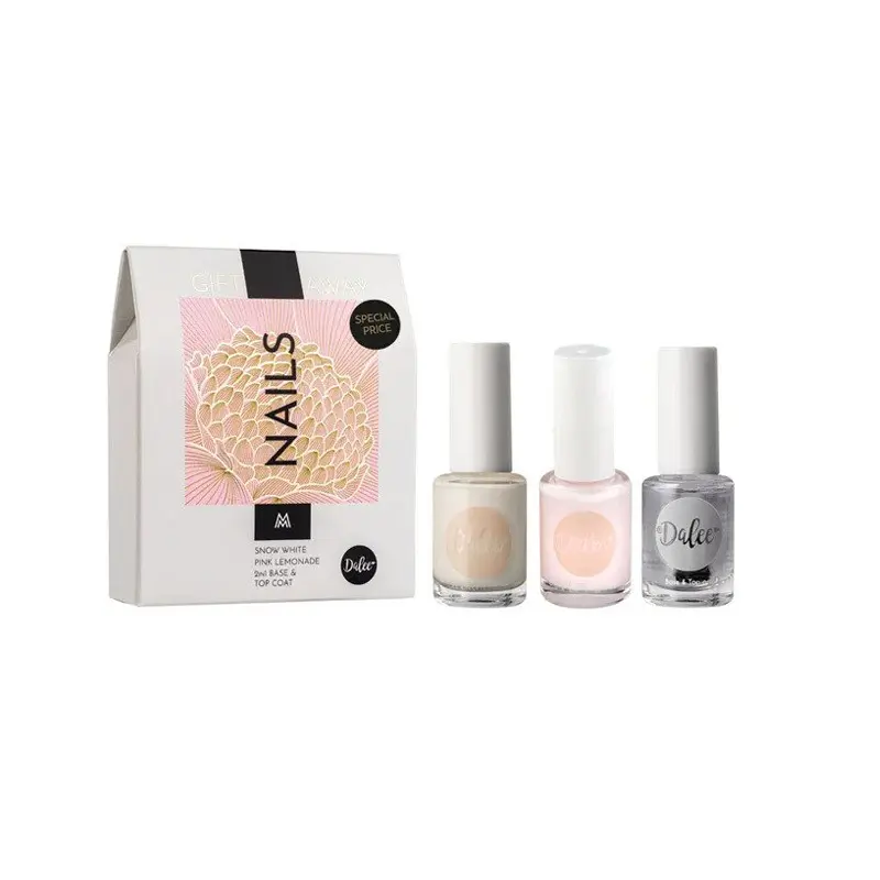 Dalee Nails Snow White 12ml, Pink Lemonade 12ml & Base & Top Coat 2in1 12ml