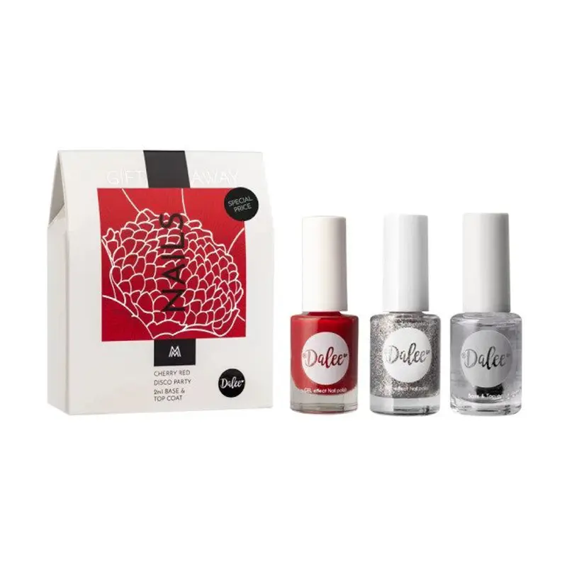 Dalee Promo Nails Cherry Red 12ml, Disco Party 12ml, Base & Top Coat 2in1 12ml