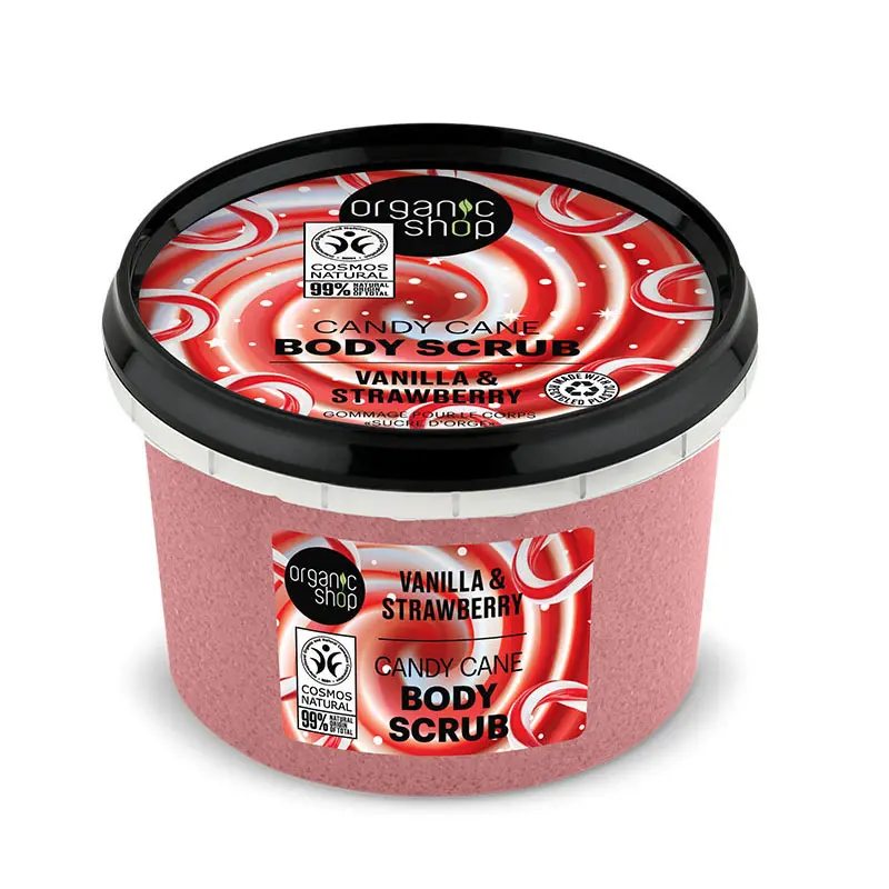 Natura Siberica Organic Shop Scrub Σώματος Candy Cane, Βανίλια & Φράουλα, 250 ml