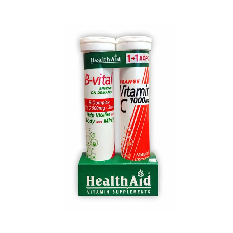 Health Aid B-Vital & ΔΩΡΟ Vitamin C 1000mg, 20+20 αναβράζοντα δισκία