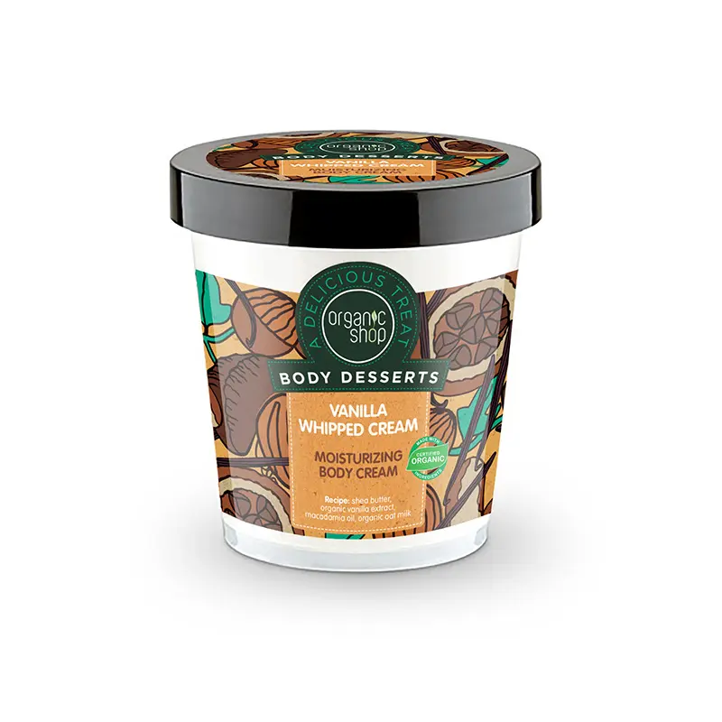 Natura Siberica Organic Shop Body Desserts Vanilla Whipped Cream , Ενυδατική κρέμα σώματος Βανίλια Σαντιγύ , 450 ml