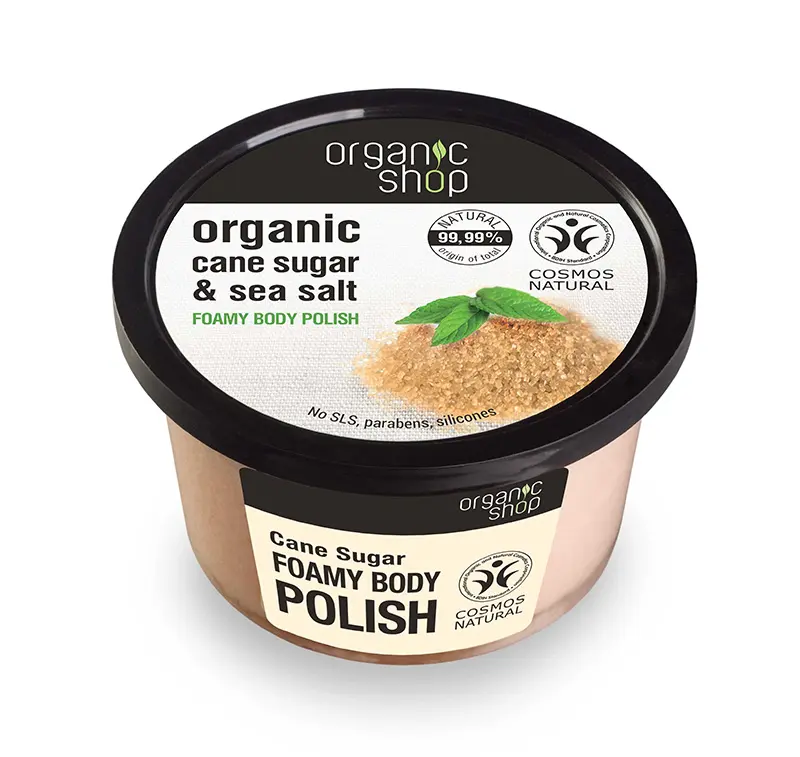 Natura Siberica Organic Shop Foamy body polish Cane Sugar , Αφρώδες scrub σώματος , Ζάχαρη Ζαχαροκάλαμου & Θαλασσινό Αλάτι , 250 ml