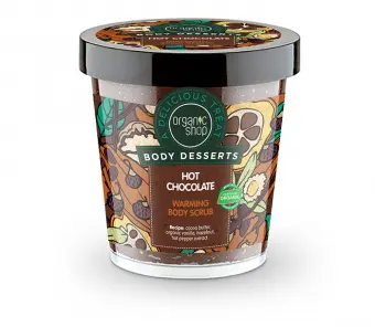 Natura Siberica Organic Shop Body Desserts Hot Chocolate (Ζεστή σοκολάτα) Θερμαντικό απολεπιστικό σώματος (προϊόν που προκαλεί θερμότητα) , 450ml
