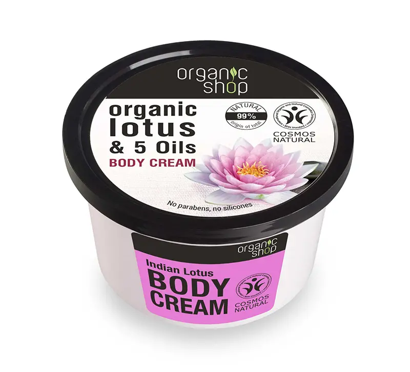 Natura Siberica Organic shop Indian Lotus Body Cream , κρέμα σώματος Λωτός & 5 Έλαια , 250ml
