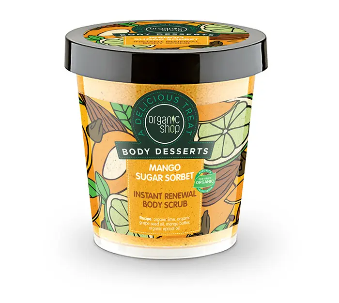 Natura Siberica Organic Shop Body Desserts Mango Sugar Sorbet , Μάνγκο & Ζάχαρη Απολεπιστικό σώματος άμεσης ανανέωσης , 450ml