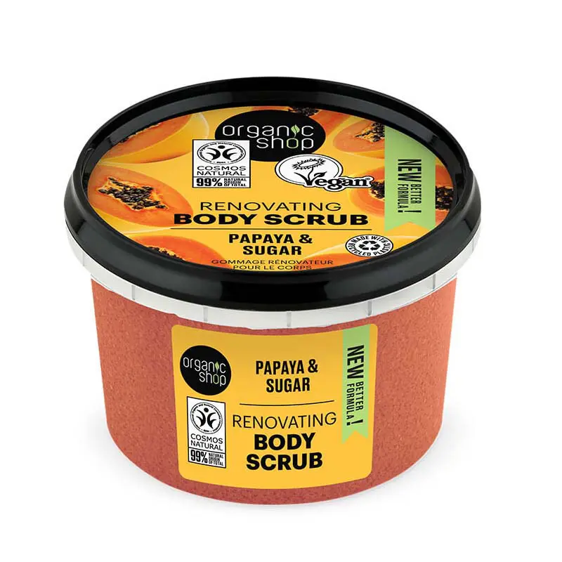 Natura Siberica Organic Shop Body Scrub Juicy Papaya , Scrub σώματος , Παπάγια και ζάχαρη , 250ml