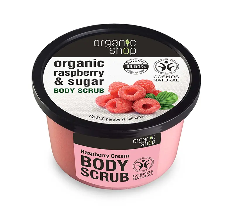 Natura Siberica Organic Shop Body scrub Raspberry Cream , Scrub σώματος , Βατόμουρου και Ζάχαρη , 250ml