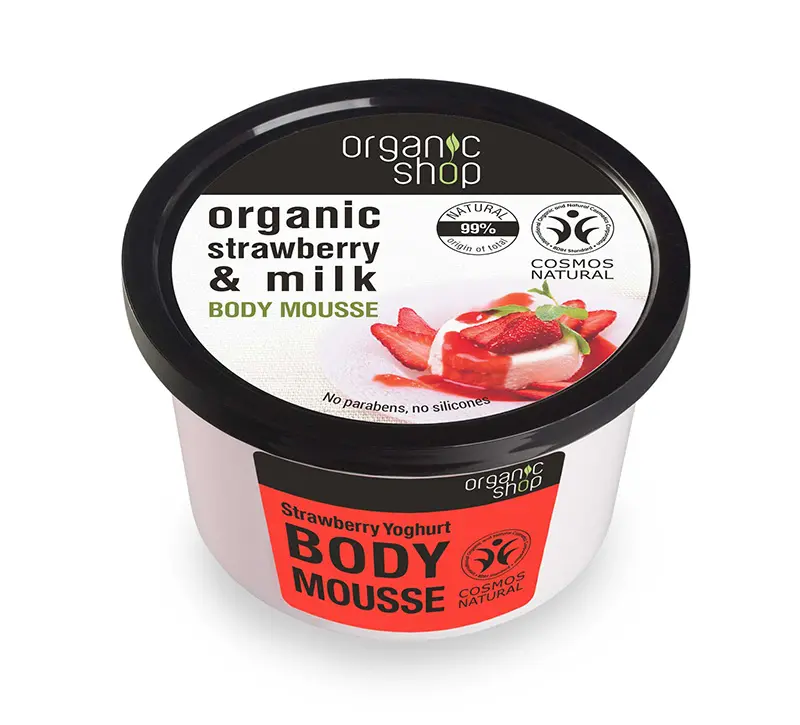 Natura Siberica Organic shop Strawberry Yoghurt Body Mousse , Βιολογική φράουλα & γάλα , Body Mousse , 250ml