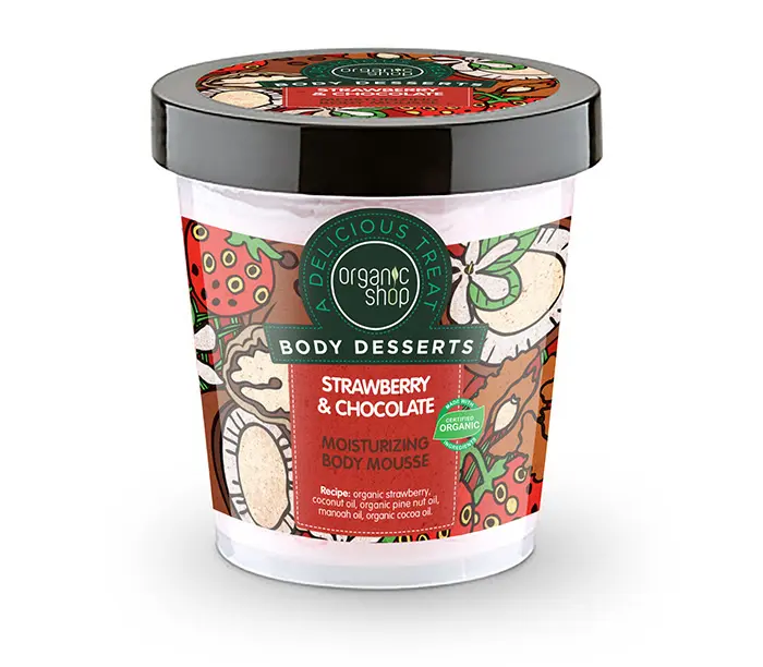Natura Siberica Organic Shop Body Dessert Strawberry & Chocolate, Φράουλα & Σοκολάτα Ενυδατική μους σώματος , 450 ml