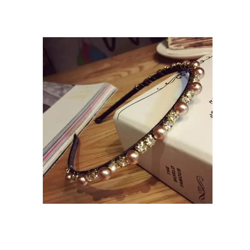 Στέκα Μαλλιών Pearl Brown & Strass