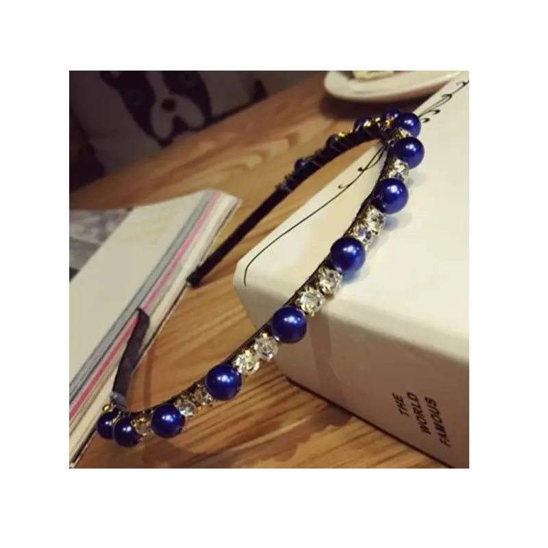 Στέκα Μαλλιών Pearl Blue & Strass