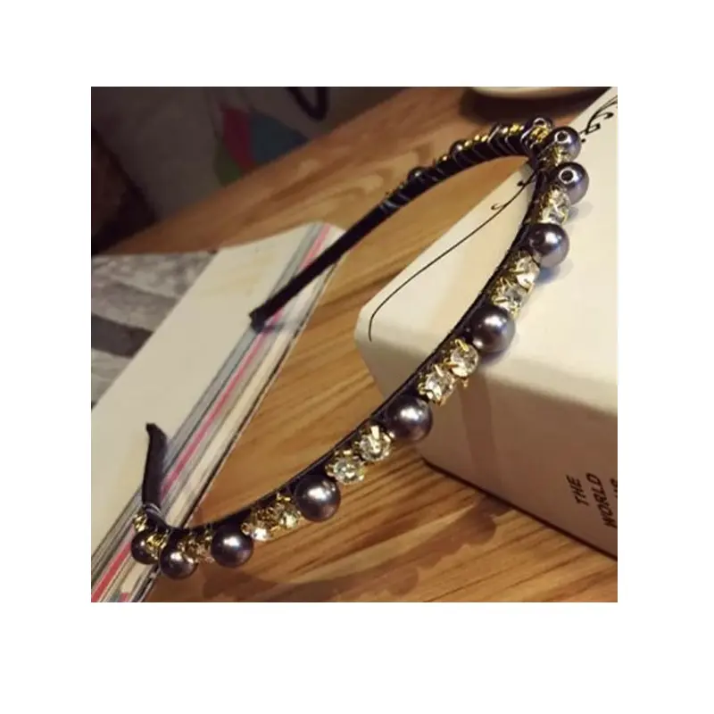 Στέκα Μαλλιών Pearl Grey & Strass