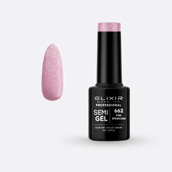 Elixir Ημιμόνιμο βερνίκι 5ml #662 (Pink Sparkling)
