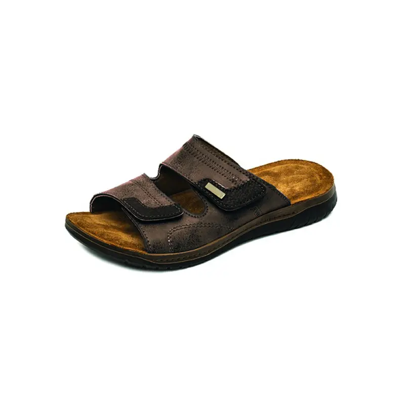 Level Anatomic Ανδρικό Σανδάλι Δερμάτινο με velcro 551, Καφέ