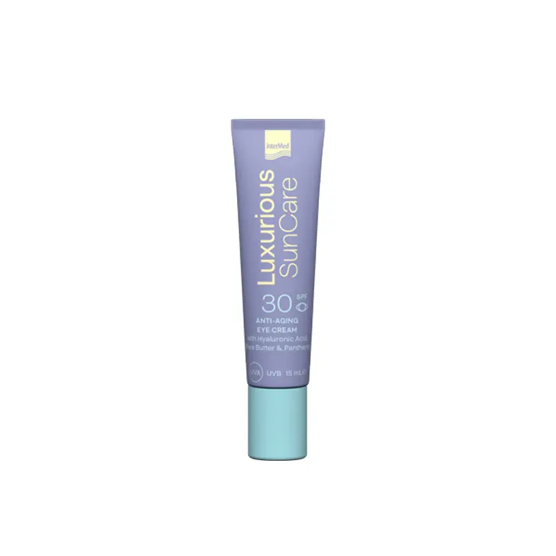 Luxurious Anti- ageing Sunscreen Eye Cream SPF 30 Με Υαλουρονικό, Shea butter , Πανθενόλη & Εκχυλίσματα Χρυσάνθεμου και Φυκιών, 15ml
