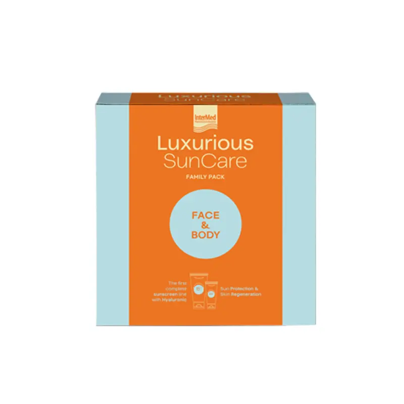 Luxurious Sun Care Family Pack Face & Body,Πρακτική συσκευασία αντηλιακής κρέμας προσώπου και σώματος, Face SPF50 Body SPF15