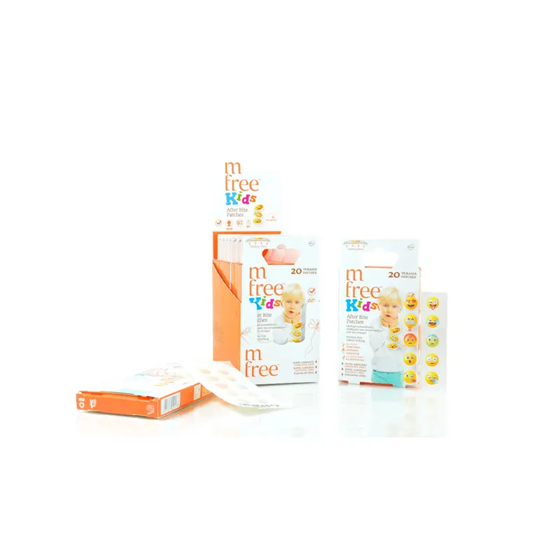 M-FREE After Bite Patches Kids, Καταπραϋντικά Αυτοκόλλητα για παιδιά με έλαια Σταφυλιού, Δυόσμου, Λεβάντας, 20 τεμάχια