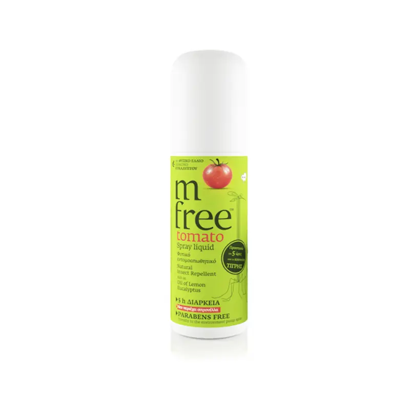 M-FREE Φυτικό Εντομοαπωθητικό Spray με Τομάτα Αόρατη αποτελεσματική προστασία από τα κουνούπια, χωρίς σιτρονέλα, 80ml