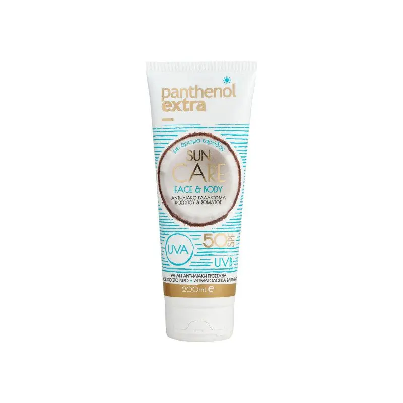 Panthenol Extra Sun Care Αντηλιακό Γαλάκτωμα Προσώπου & Σώματος με Άρωμα Καρύδας Spf 50, 200ml