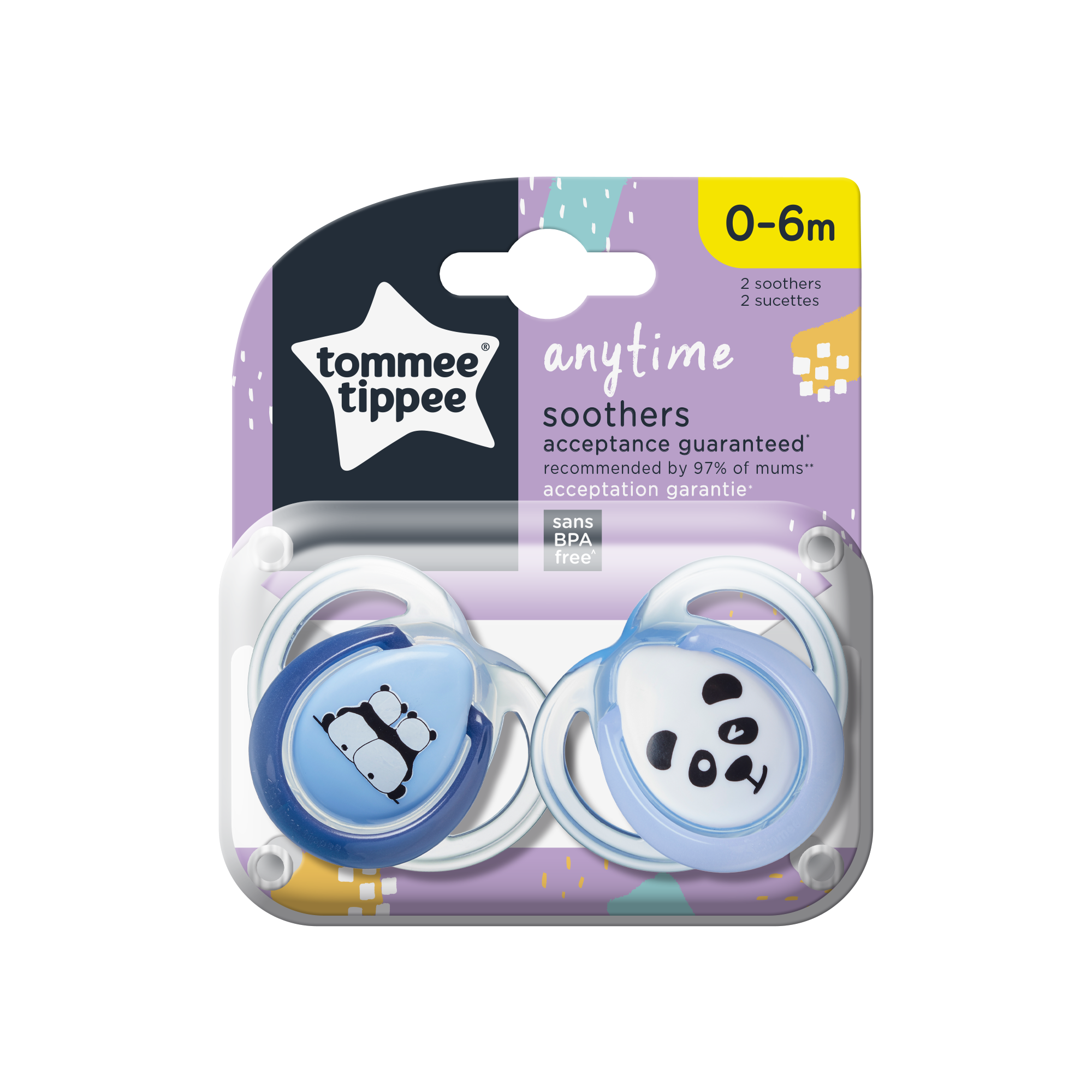 Tommee Tippee Πιπίλες σιλικόνης ANYTIME 0-6m (2τμχ)