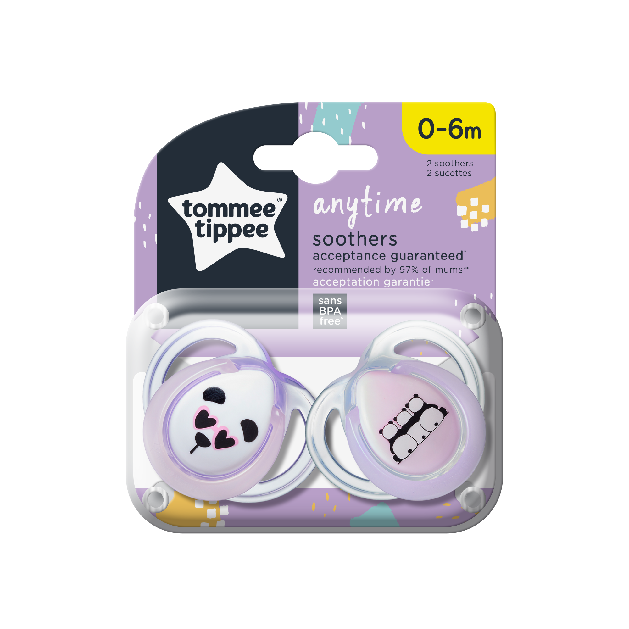 Tommee Tippee Πιπίλες σιλικόνης ANYTIME 0-6m (2τμχ)