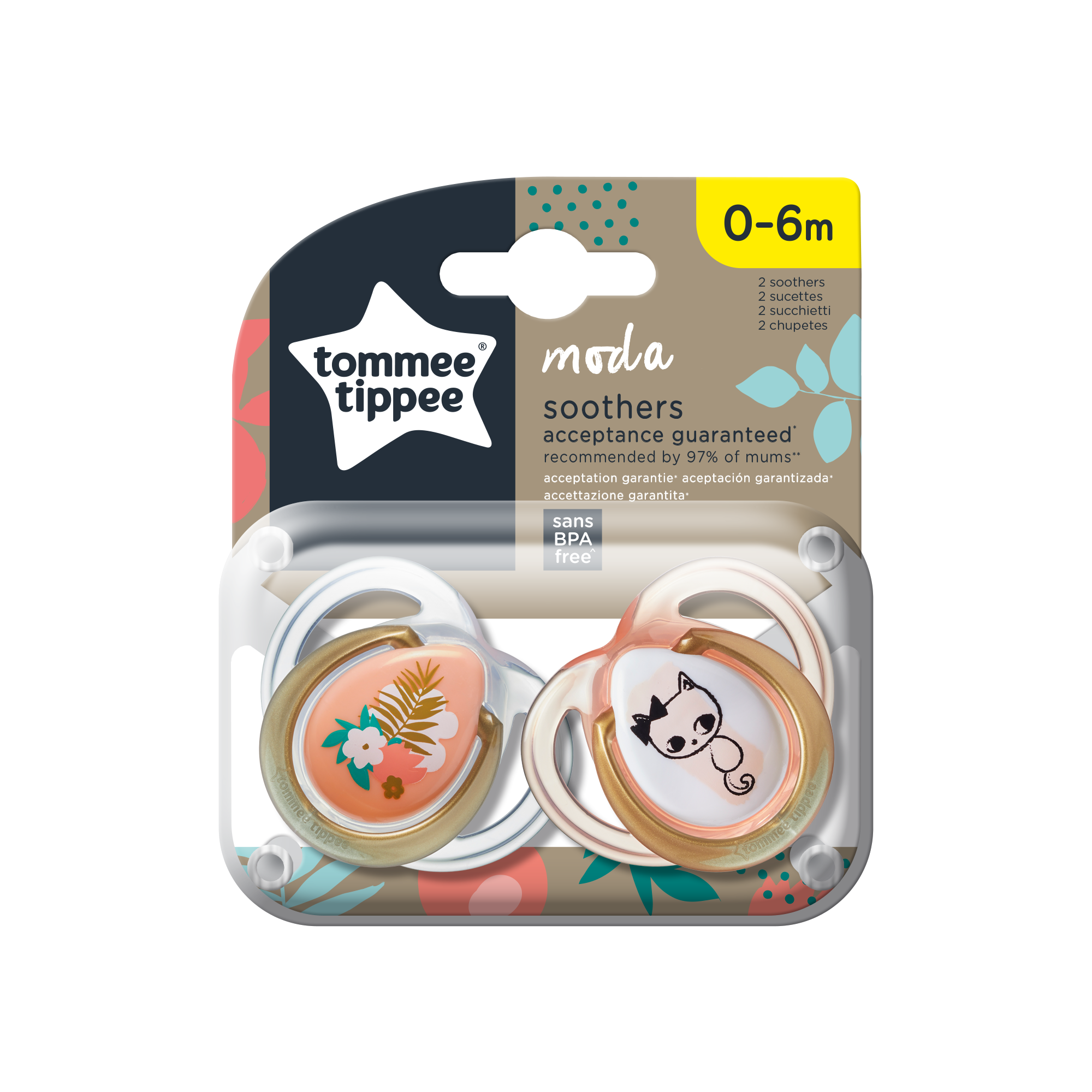Tommee Tippee Πιπίλα σιλικόνης MODA για κορίτσι 0-6m (2τμχ)