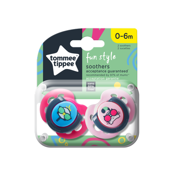 Tommee Tippee Πιπίλες σιλικόνης FUN 0-6m (2τμχ)