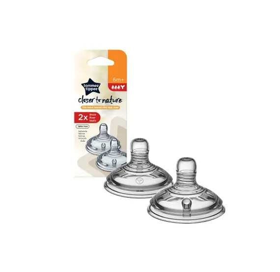 Tommee Tippee Θηλές σιλικόνης Closer to Nature για παχύρευστες τροφές 6m+