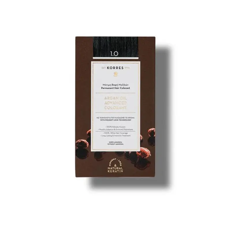 KORRES Argan Oil, Βαφή Μαλλιών Μαύρο Νο 1.0, 50ml