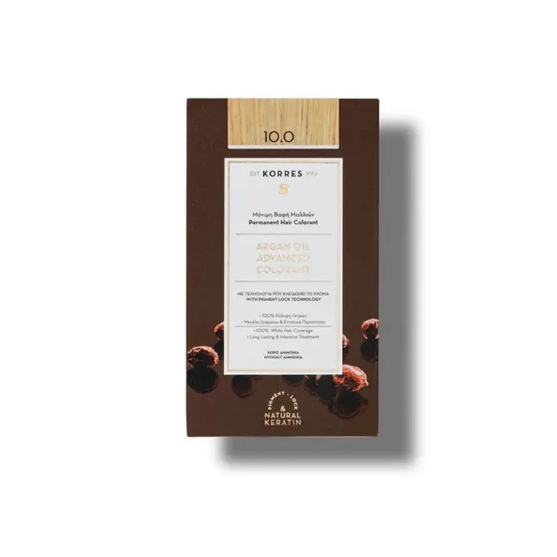 KORRES Argan Oil, Βαφή Μαλλιών Ξανθό Πλατίνας Νο 10.0, 50ml